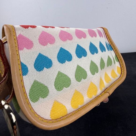 Y2K Dooney & Bourke Multicolor Hearts Wristlet – Leather Mini Purse - Picture 4 of 14